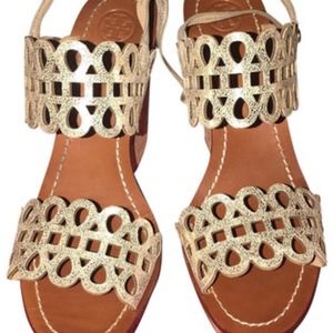 Platinum Nori Lasercut Sandal Wedges